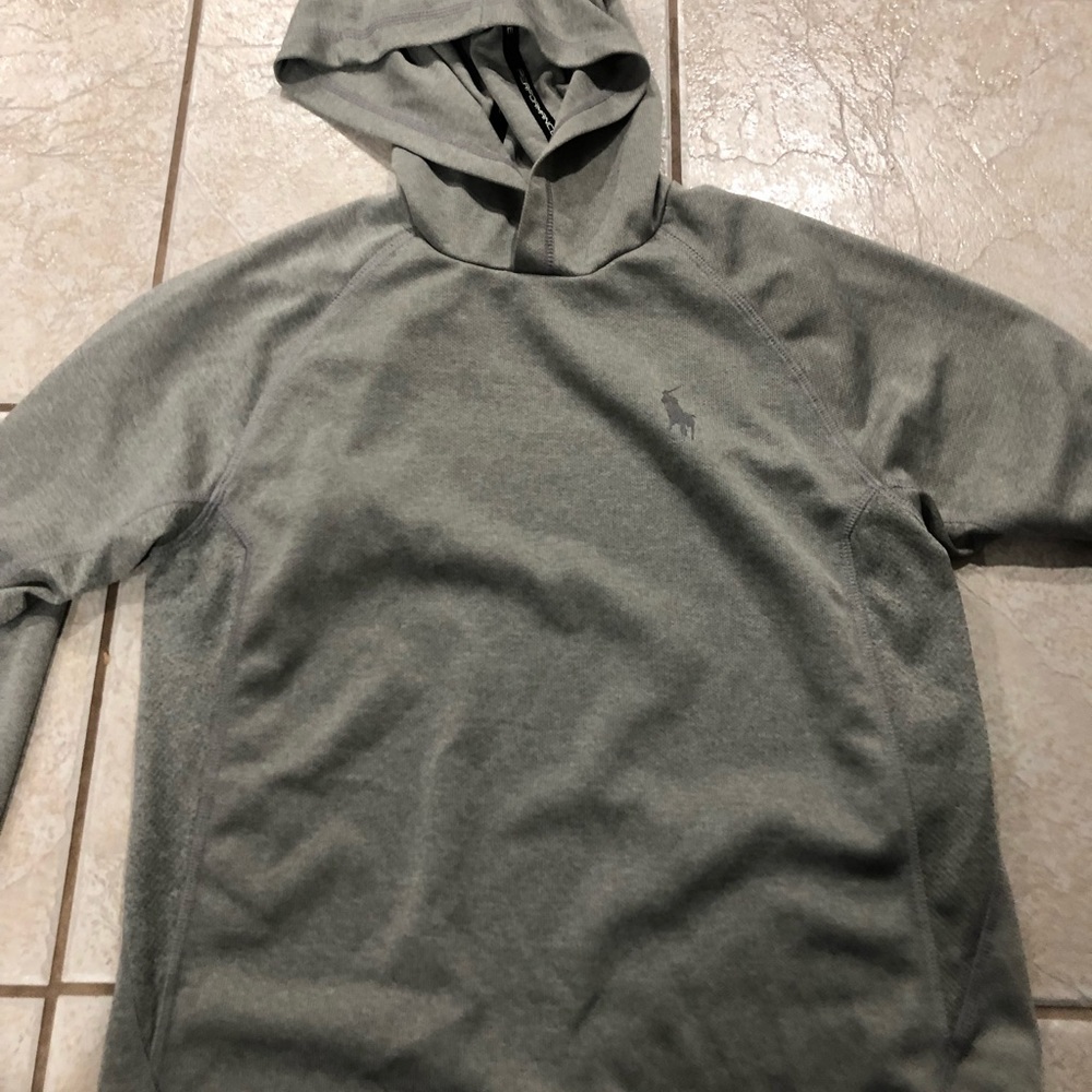Polo performance boys grey hoodie size large.